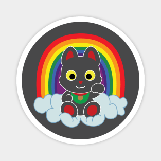 Rainbow Maneki Neko Light Outline Magnet